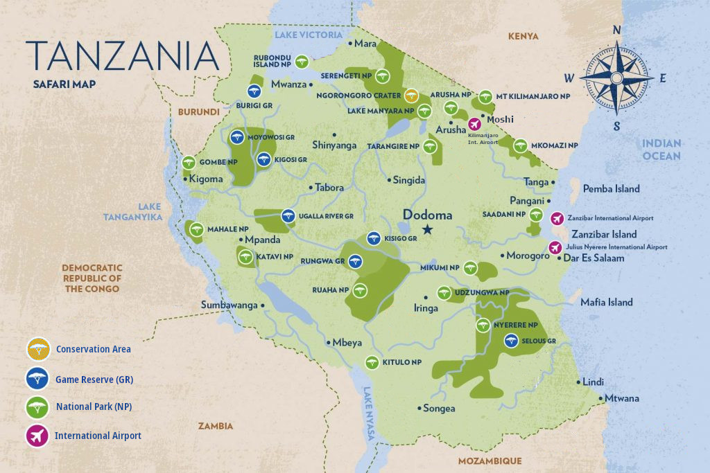 Tanzania Safari Map