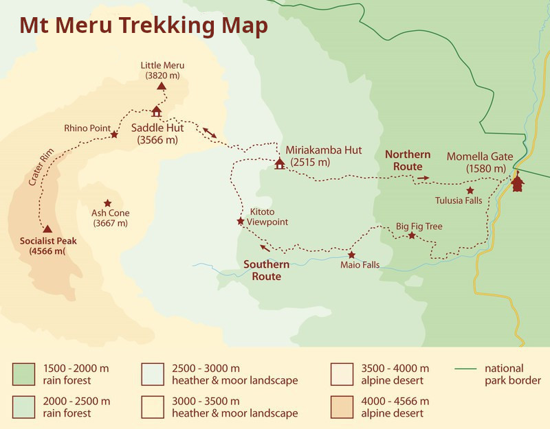 Mt Meru Route Map